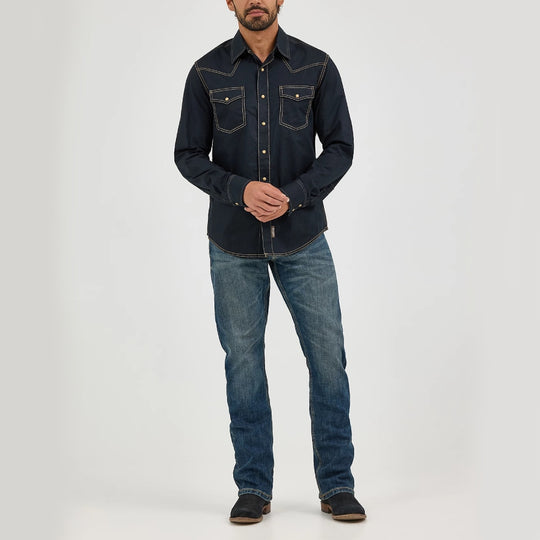 Wrangler Heren Retro Slim Fit Boot Cut Jean, Navy Stretch, 34W / 32L