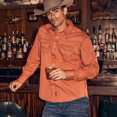 Wrangler Mens Retro Western Snap Shirt