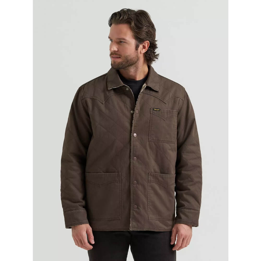 Wrangler Mens Reversible Quilted Jacket Turkish Coffee - 112381923