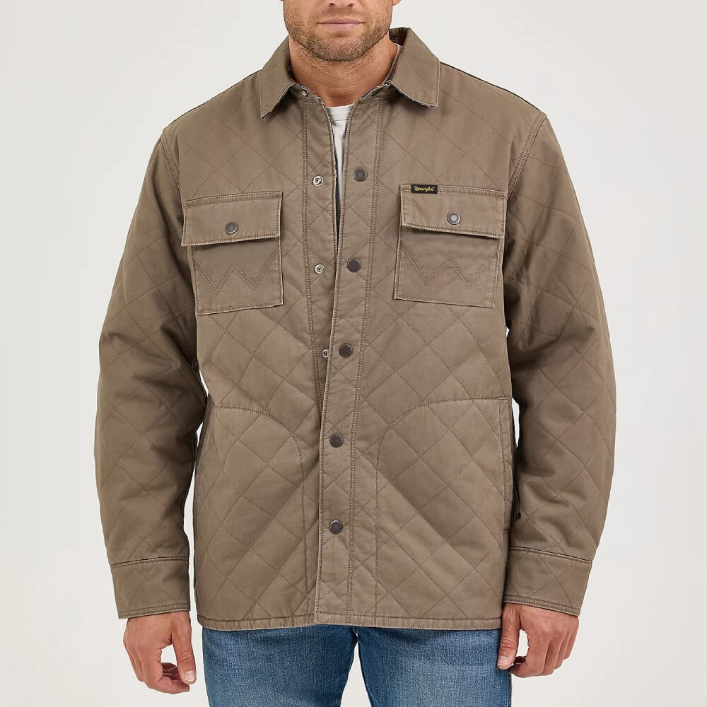 Wrangler Mens Reversible Quilted Shirt Jacket Chocolate Chip - 112368205