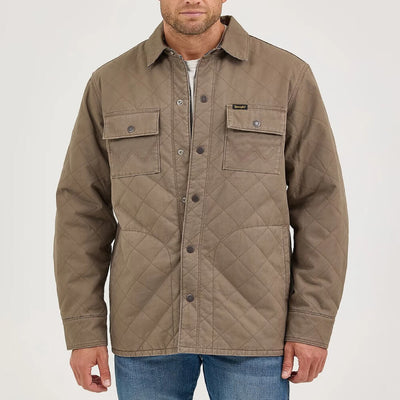 Wrangler Mens Reversible Quilted Shirt Jacket Chocolate Chip - 112368205