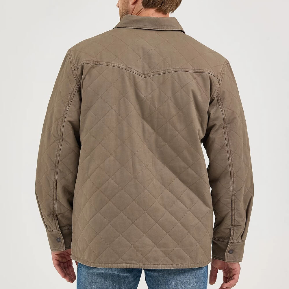 Wrangler Mens Reversible Quilted Shirt Jacket Chocolate Chip - 112368205