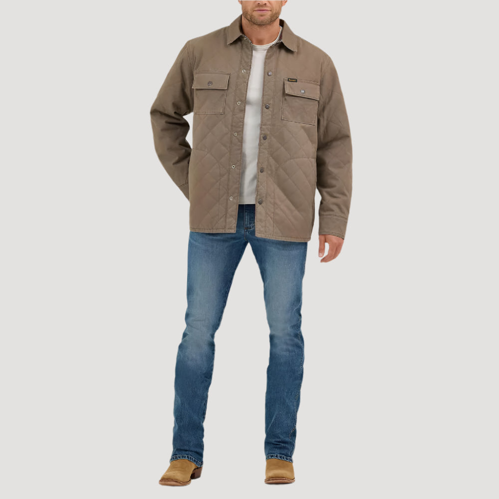Wrangler Mens Reversible Quilted Shirt Jacket Chocolate Chip - 112368205