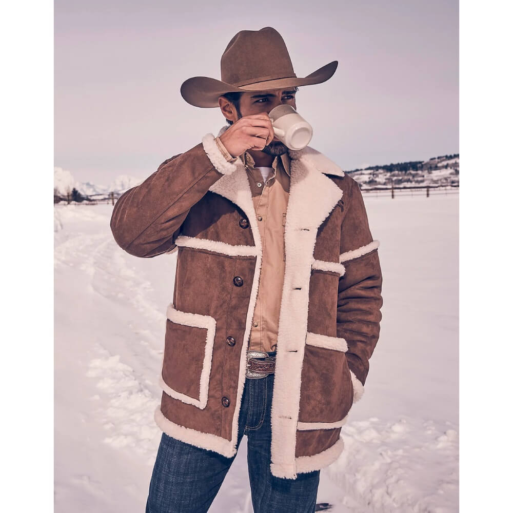 Wrangler Mens Sherpa Faux Suede Cowboy Jacket – 112336440