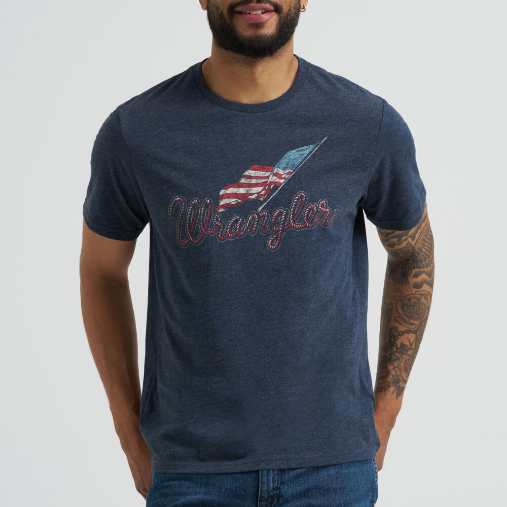 Wrangler Mens Americana Flag Logo T-Shirt