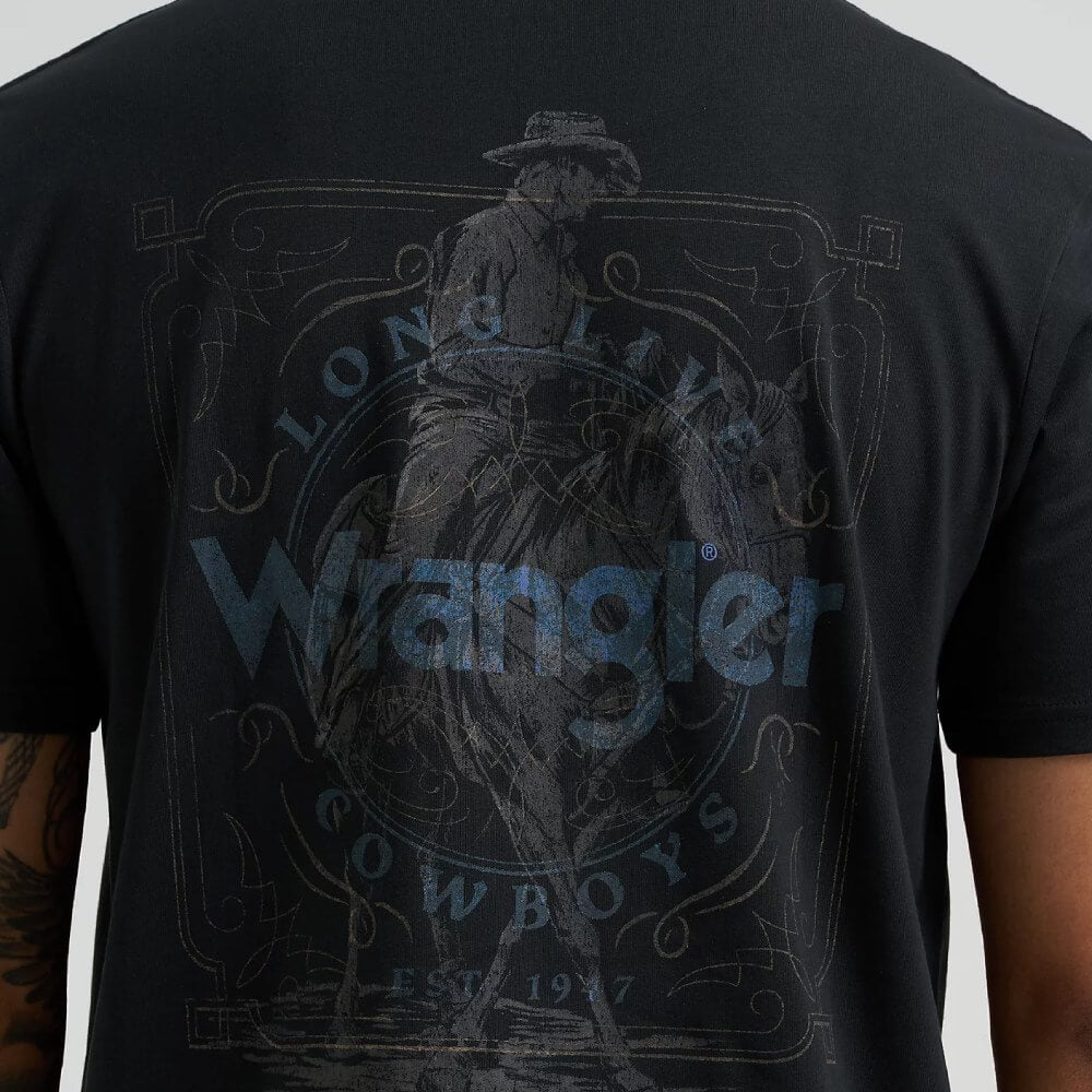 Wrangler Mens Cowboy Back Graphic T-Shirt