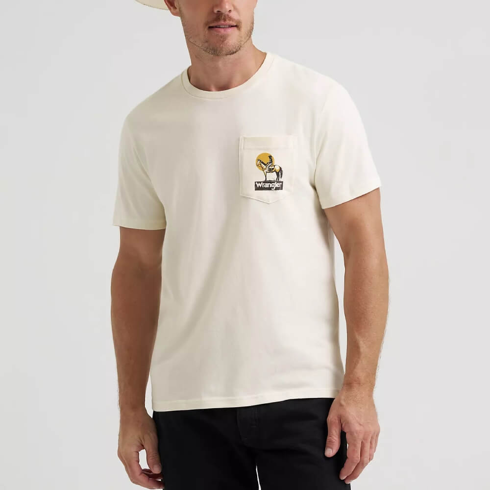 Wrangler Mens Silent Rider T-Shirt Antique White - 112372856