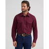 Wrangler Mens Solid Broadcloth Western Snap Shirt Burgundy - 112382003