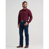 Wrangler Mens Solid Broadcloth Western Snap Shirt Burgundy - 112382003