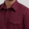 Wrangler Mens Solid Broadcloth Western Snap Shirt Burgundy - 112382003
