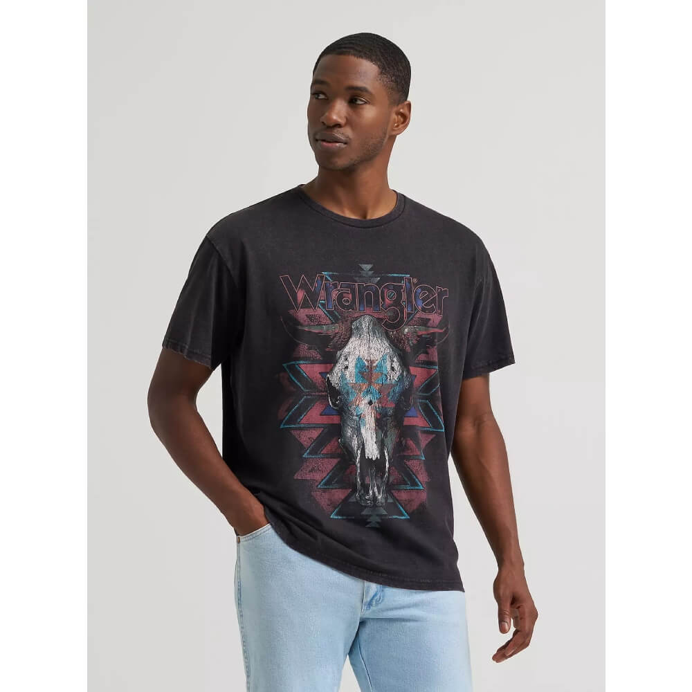 Wrangler Mens Southwest Skull Graphic T-Shirt Black Beauty - 112383988