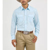 Wrangler Mens Sport Western Dobby Stripe Pearl Snap Shirt Blue - 75222BL