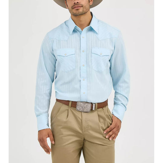 Wrangler Mens Sport Western Snap Shirt | Shop Online | Blue