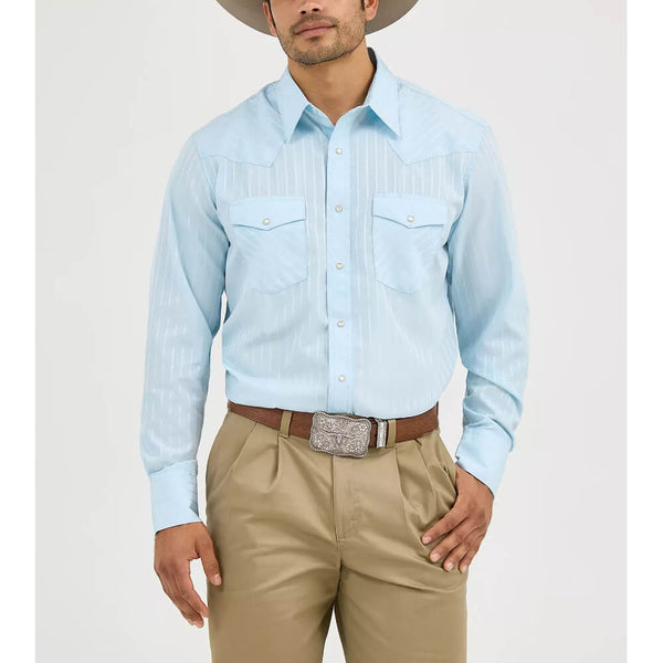 Wrangler Mens Sport Western Snap Shirt | Shop Online | Blue
