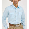 Wrangler Mens Sport Western Dobby Stripe Pearl Snap Shirt Blue - 75222BL