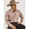 Wrangler Mens Sport Western Dobby Stripe Pearl Snap Shirt Tan - 75742TN