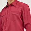 Wrangler Mens Sport Western Dobby Stripe Snap Shirt Wine - 75740WN