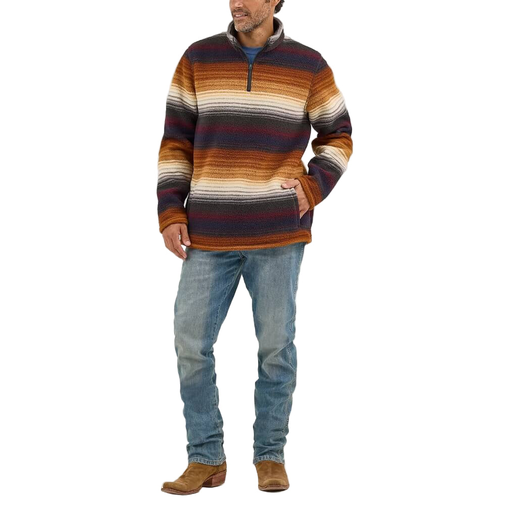 Wrangler Mens Striped Quarter-Zip Pullover