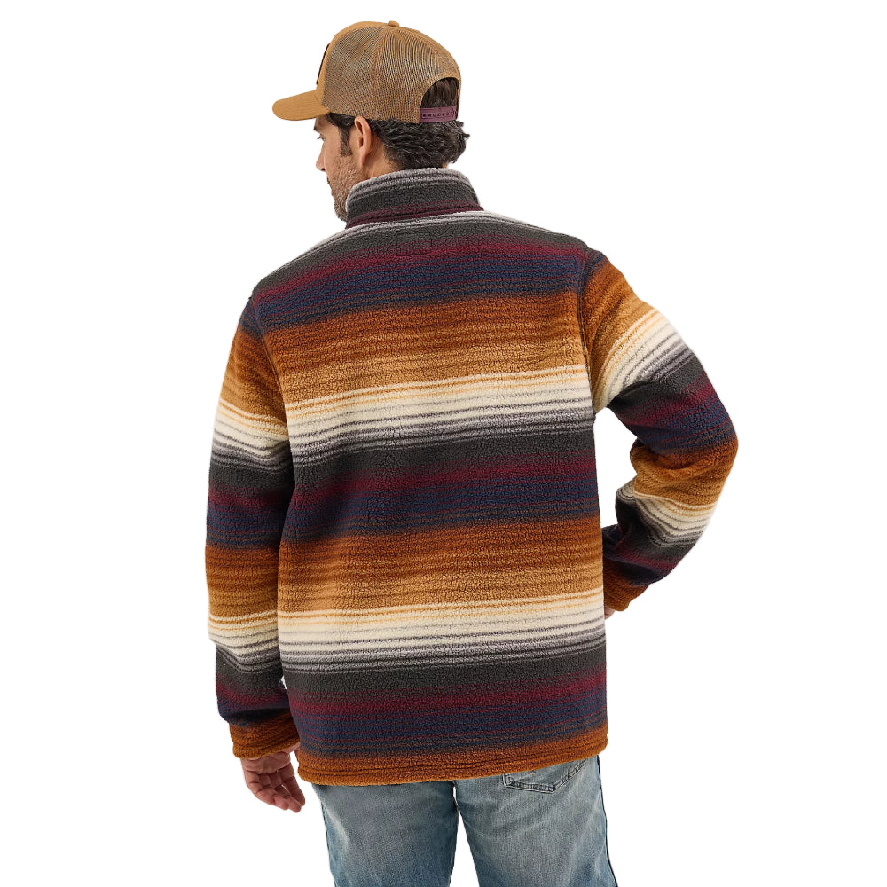 Wrangler Mens Striped Quarter-Zip Pullover Sunset Stripe (brown) - 112368190