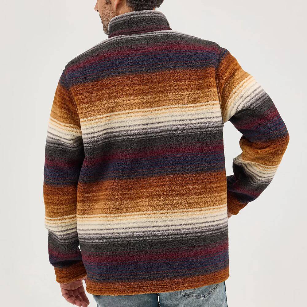 Wrangler Mens Striped Quarter-Zip Pullover Sunset Stripe (brown) - 112368190