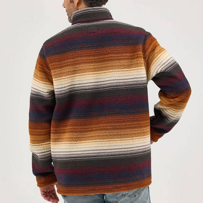 Wrangler Mens Striped Quarter-Zip Pullover Sunset Stripe (brown) - 112368190