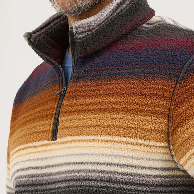 Wrangler Mens Striped Quarter-Zip Pullover Sunset Stripe (brown) - 112368190