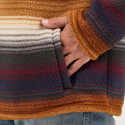 Wrangler Mens Striped Quarter-Zip Pullover Sunset Stripe (brown) - 112368190