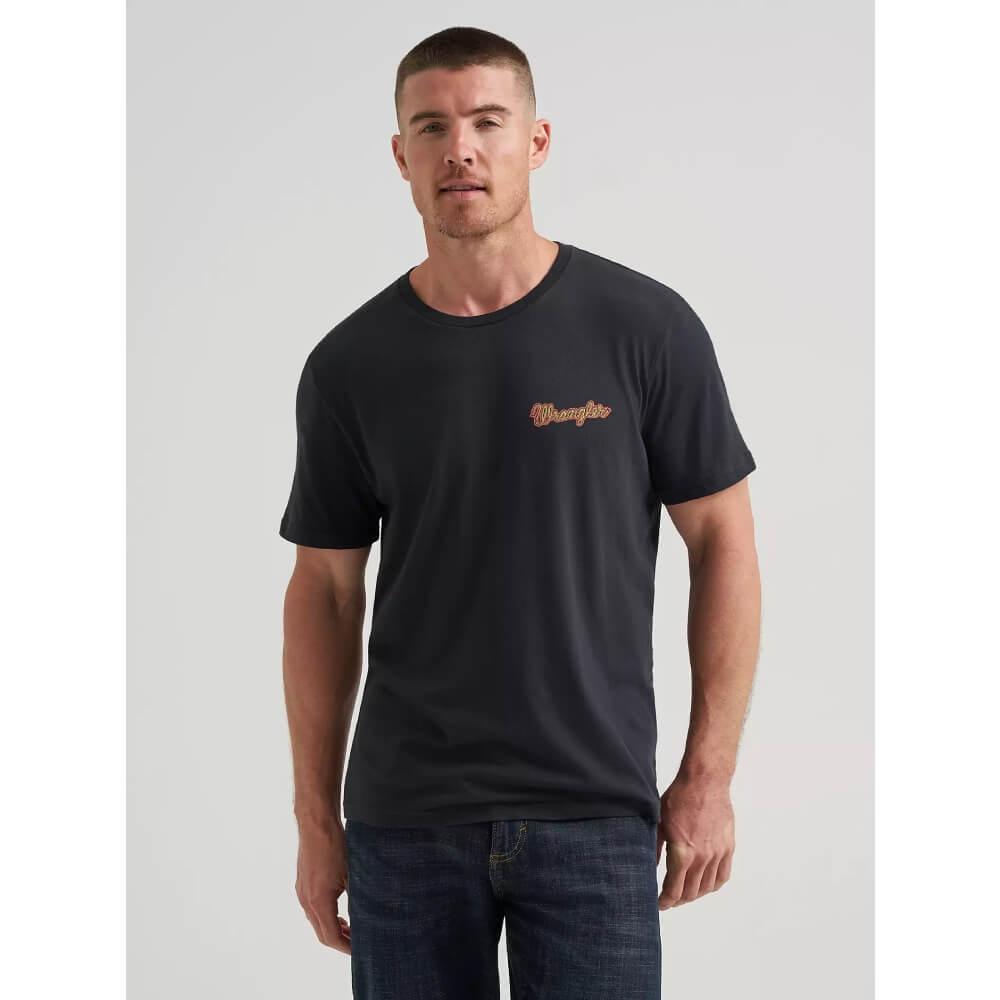 Wrangler Mens Sunset Bronco Graphic T-Shirt Jet Black - 112380295