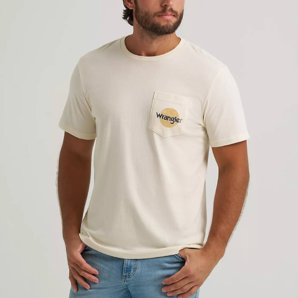 Wrangler Mens Tougher Than Nails Back Graphic T-Shirt Antique White - 112372859