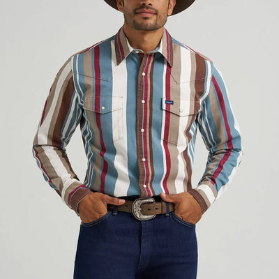 Wrangler Mens Vintage-Inspired Brushpopper Western Shirt - 112375204