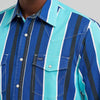 Wrangler Mens Vintage-Inspired Brushpopper Western Shirt Blue - 112379229