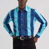 Wrangler Mens Vintage-Inspired Brushpopper Western Shirt Blue - 112379229