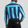 Wrangler Mens Vintage-Inspired Brushpopper Western Shirt Blue - 112379229