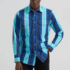 Wrangler Mens Vintage-Inspired Brushpopper Western Shirt Blue - 112379229