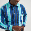 Wrangler Mens Vintage-Inspired Brushpopper Western Shirt Blue - 112379229