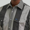 Wrangler Mens Vintage-Inspired Brushpopper Western Shirt Smoky Stripes - 112381996