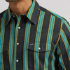 Wrangler Mens Vintage-Inspired Western Shirt Teal Pop - 112375714