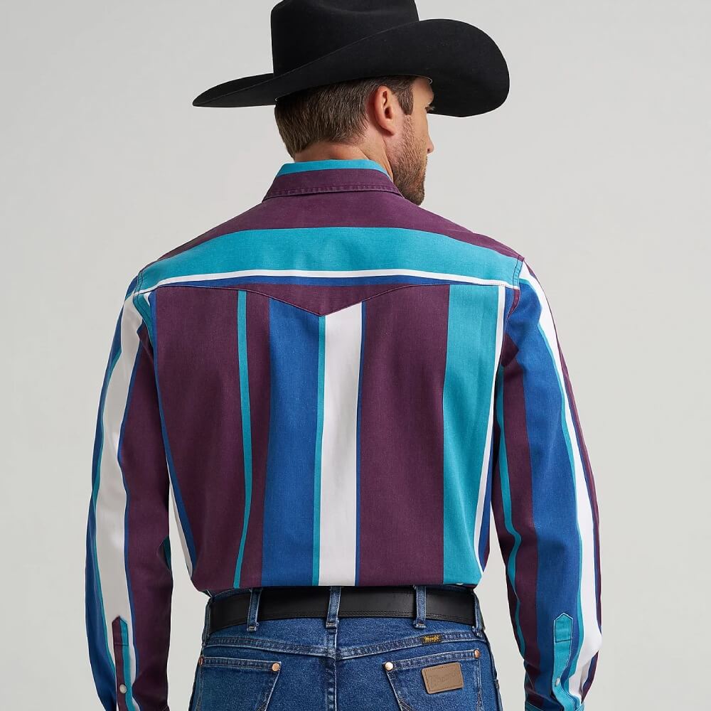 Wrangler Mens Vintage-Inspired Western Workshirt Aubergine Teal (purple) - 112375225