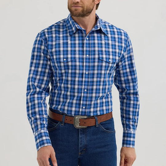 定価3.2万 AKM×Wrangler SNAP WESTERNチェックシャツS Men's Wrangler Wrinkle Resist Long Sleeve Western Snap Plaid