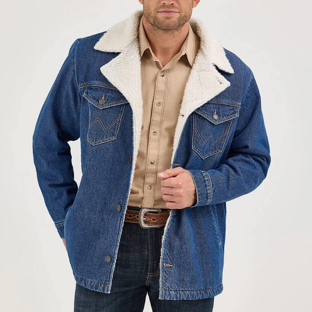 Wrangler Mens Western Denim Jacket Medium Wash - 112367618