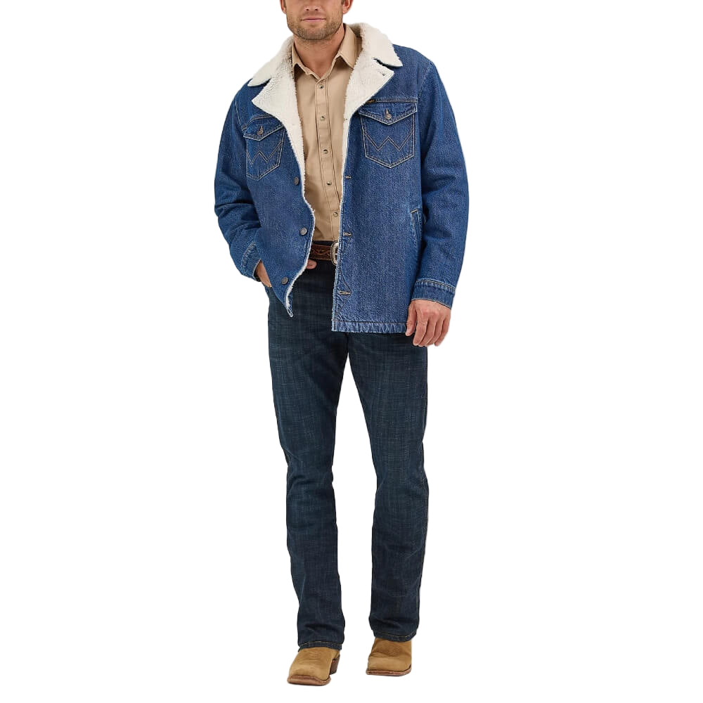 Wrangler Mens Western Denim Jacket Medium Wash - 112367618