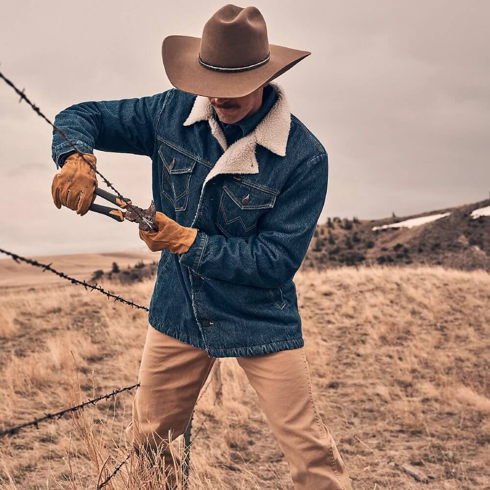 Wrangler Mens Western Denim Jacket Medium Wash - 112367618