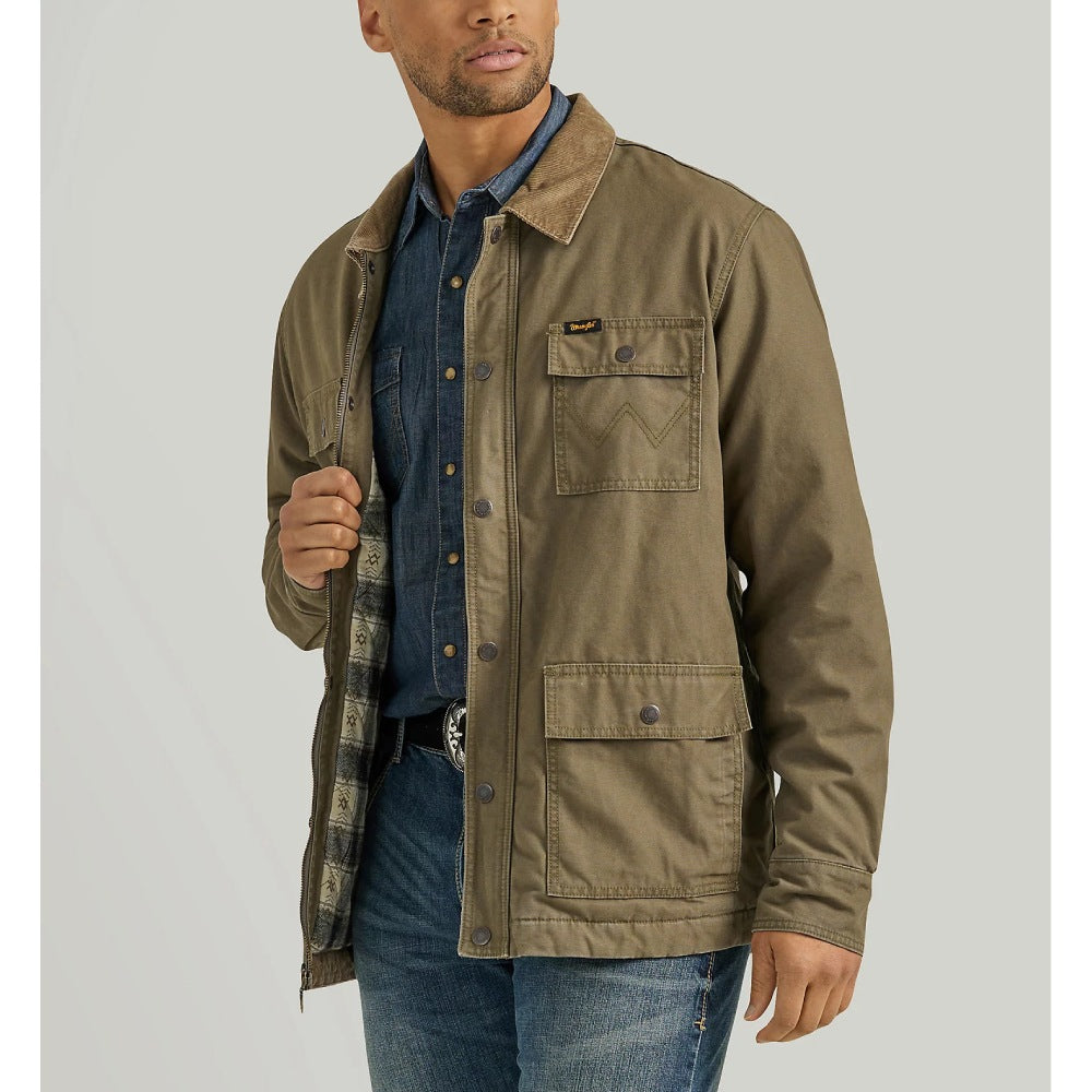 Wrangler Mens Western Lined Cord Coat