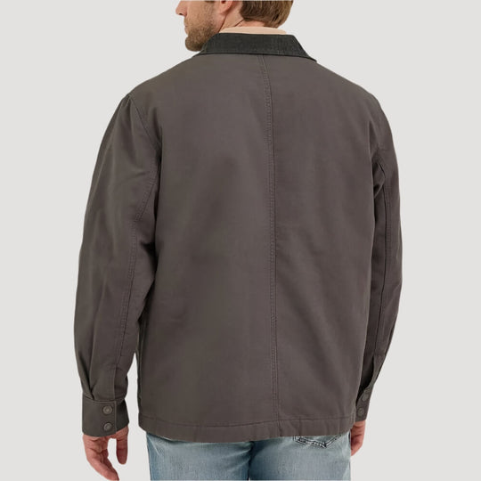Wrangler Mens Western Lined Zip Front Barn Coat Raven