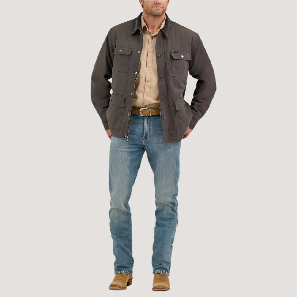 Wrangler Mens Western Lined Zip Front Barn Coat Raven - 112367620