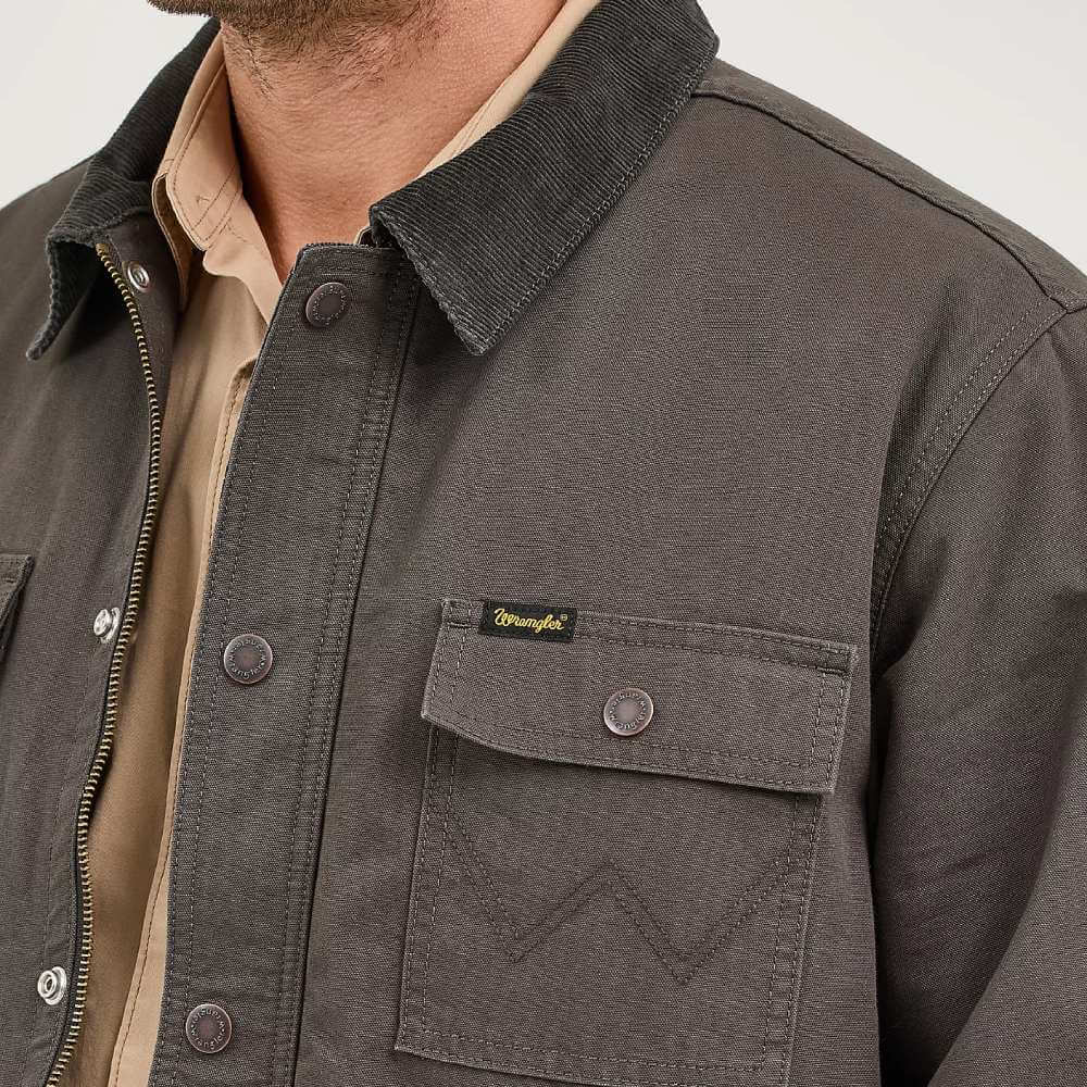 Wrangler Mens Western Lined Zip Front Barn Coat Raven - 112367620