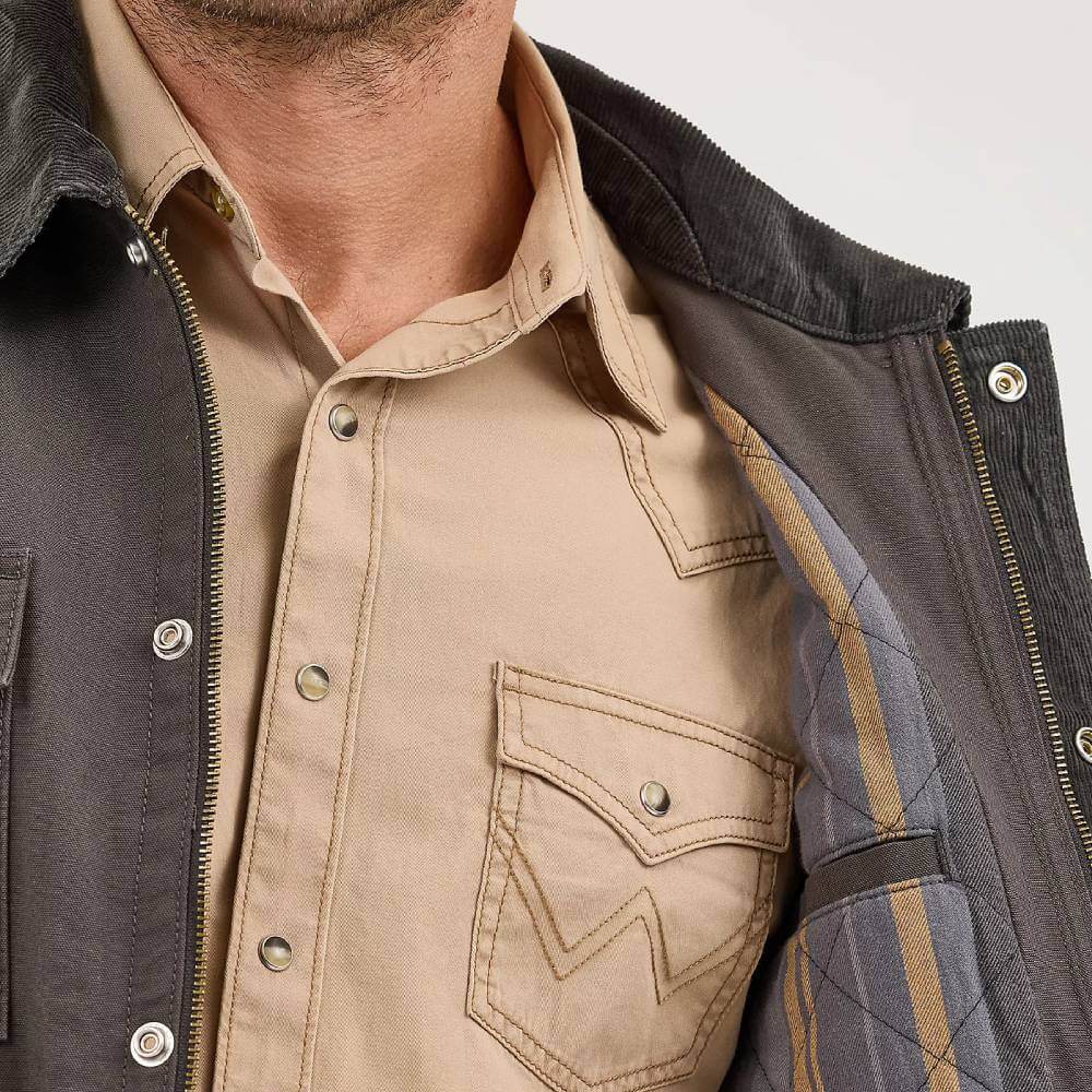 Wrangler Mens Western Lined Zip Front Barn Coat
