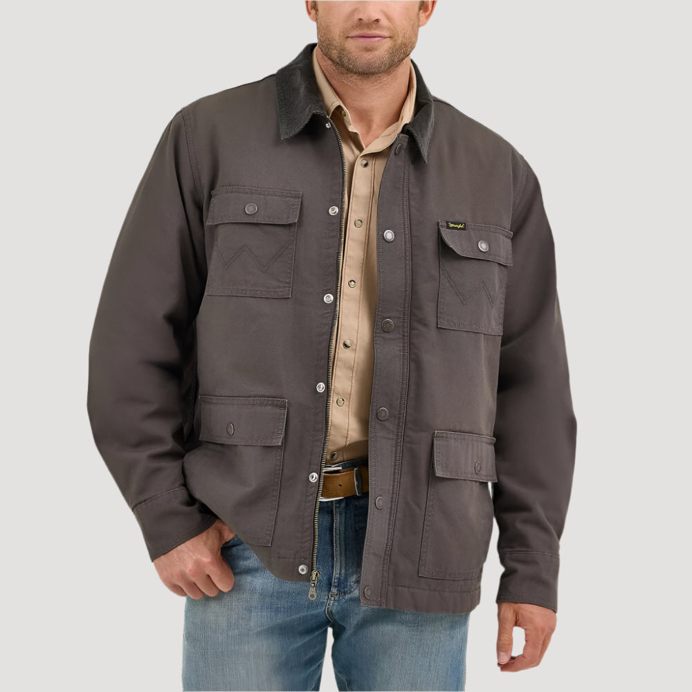 Wrangler Mens Western Lined Zip Front Barn Coat