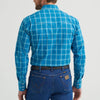 Wrangler Mens Western Plaid Shirt Rich Turquoise - 112369370