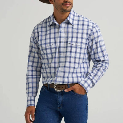 Wrangler Mens Western Snap Plaid Shirt